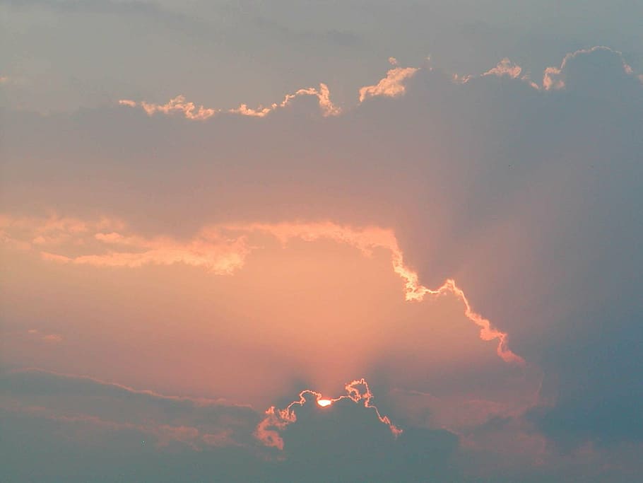 clouds, sun, sky, mood, nature, sunset, sunbeam, summer, weather HD wallpaper