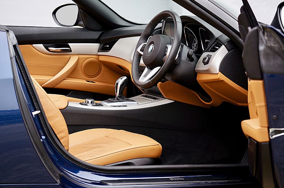 black BMW vehicle interior, car, transportation system, drive HD wallpaper