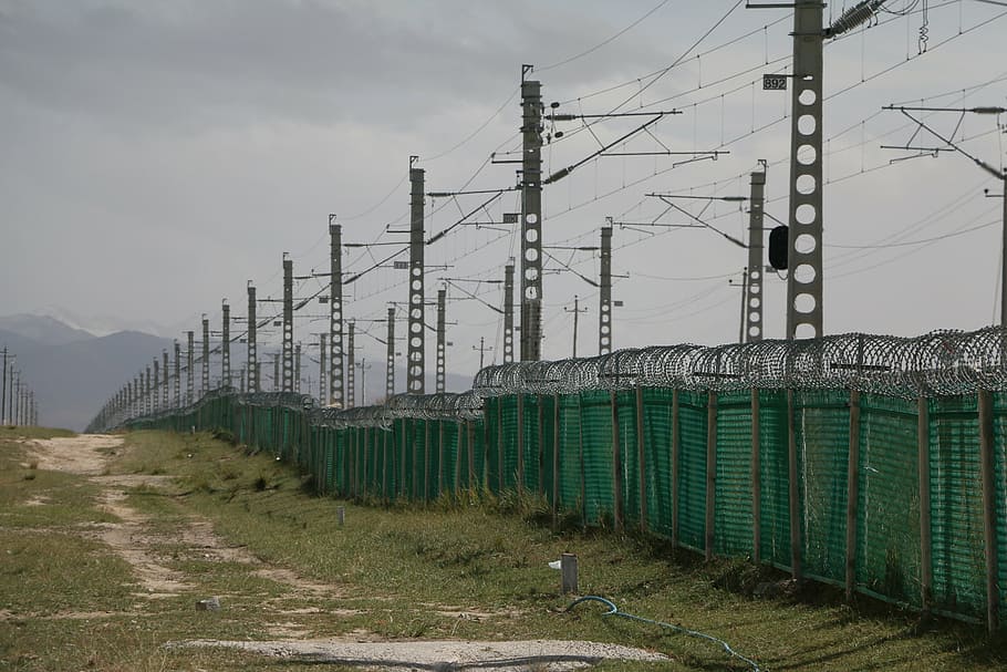 railway, fences, repeat, power Line, station, railroad Track HD wallpaper