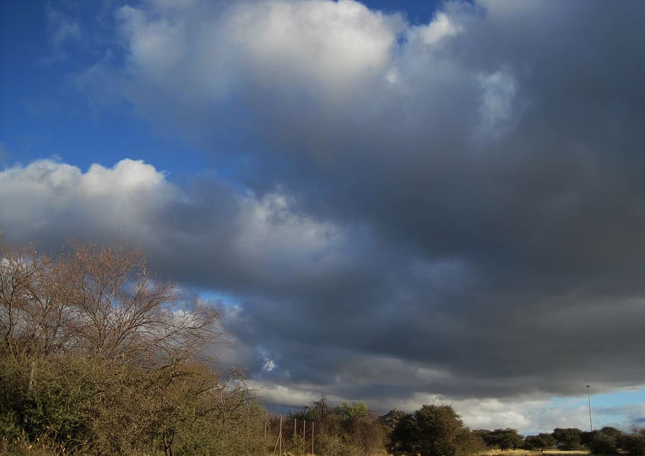 clouds, low, large, dark, brush, sky, blue, nature, cloud - Sky HD wallpaper