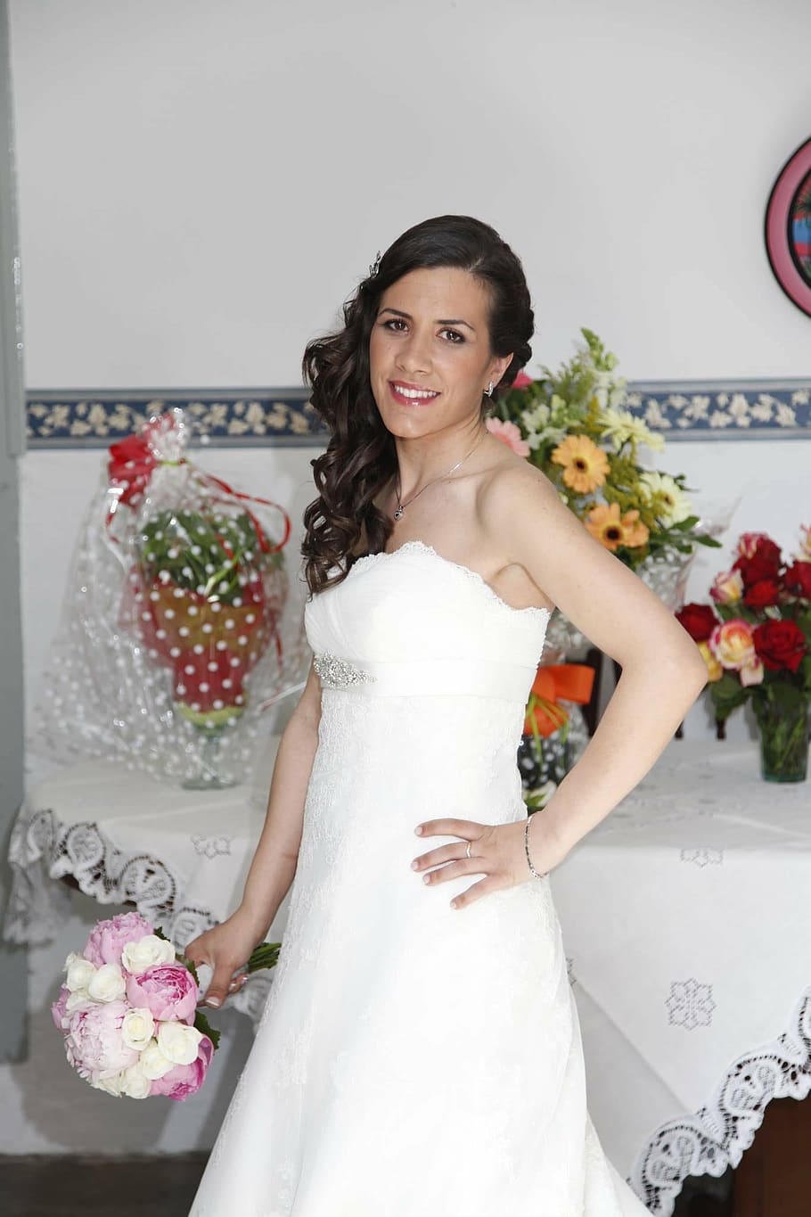 wedding, women, nice, bride, married, celebration, bouquet HD wallpaper