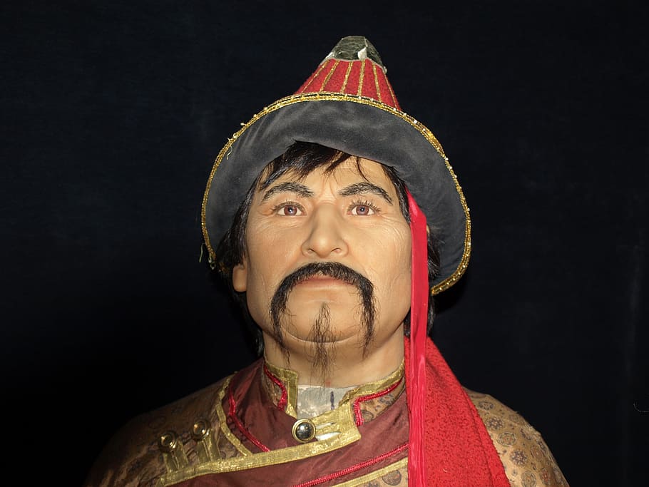 genghis khan, portrait, wax figures, temujin, mongolia, mongol empire, HD wallpaper