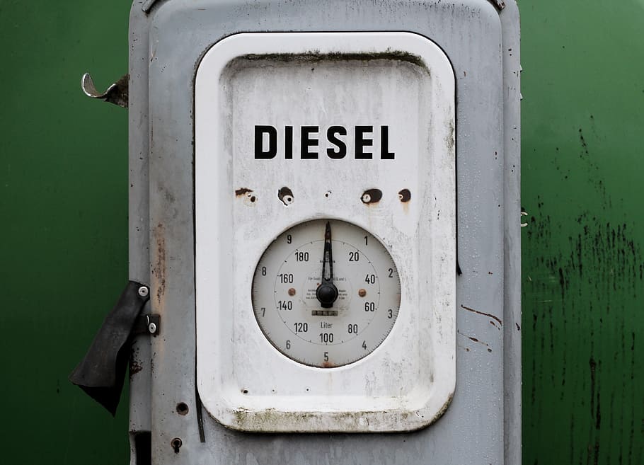 white Diesel gas pump, fuel gauge, petrol stations, refuel, tank, HD wallpaper