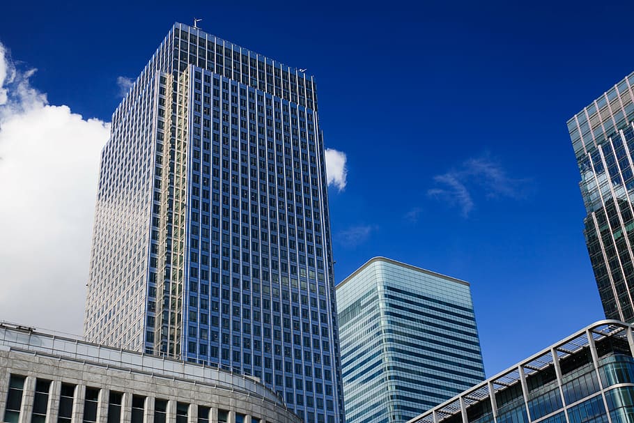 high-rise buildings during daytime, architecture, blue, business HD wallpaper