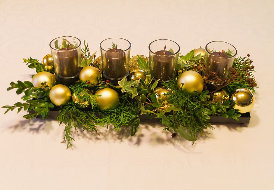 Advent Wreath, Candles, green color, no people, indoors, studio shot HD wallpaper