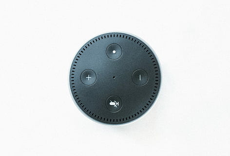 black Amazon echo dot speaker, black Amazon Echo dot, alexa, product HD wallpaper