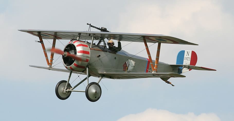 photography of gray and red biplane during daytime, nieuport 17