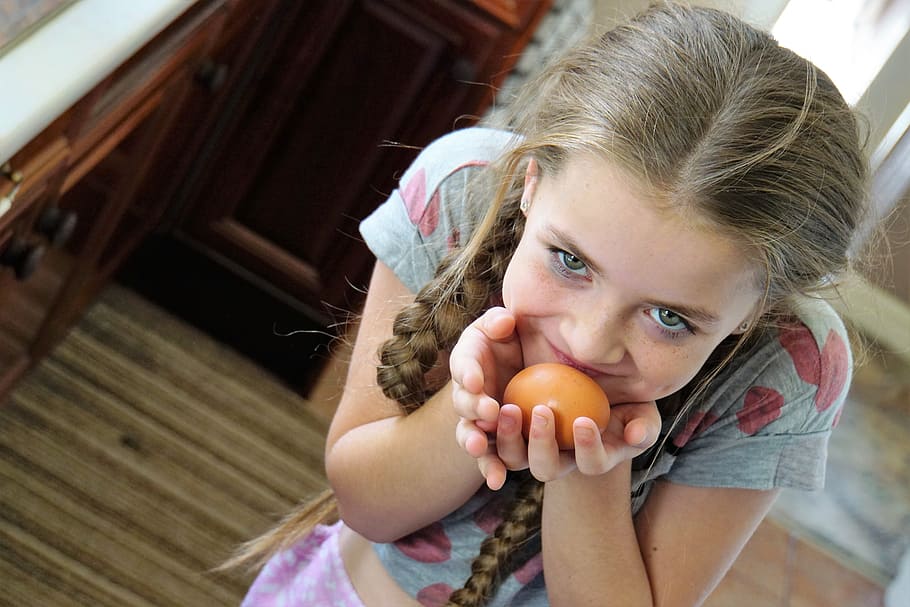 person, hand, girl, cute, adorable, beautiful, child, egg, enjoyment