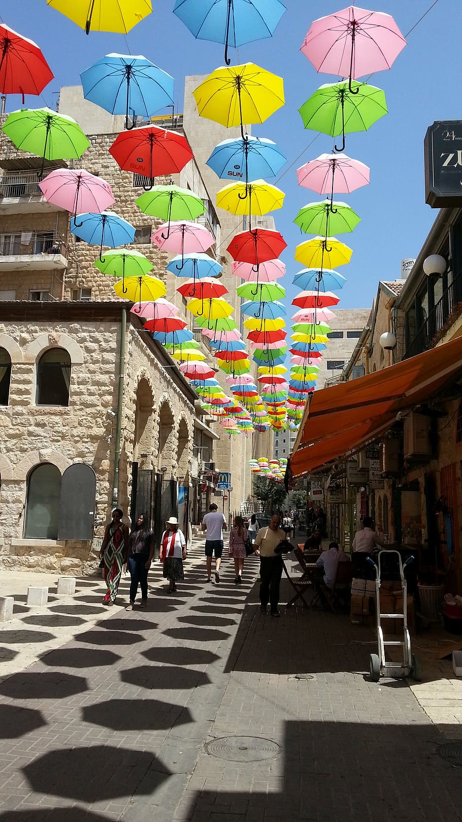 jerusalem, umbrellas, street, architecture, built structure HD wallpaper