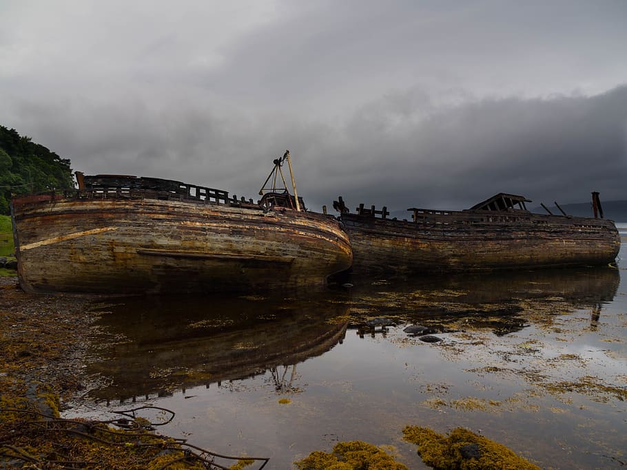 Mull, Scotland, Wreck, Ship, Hebrides, coastline, island, shipwreck, HD wallpaper