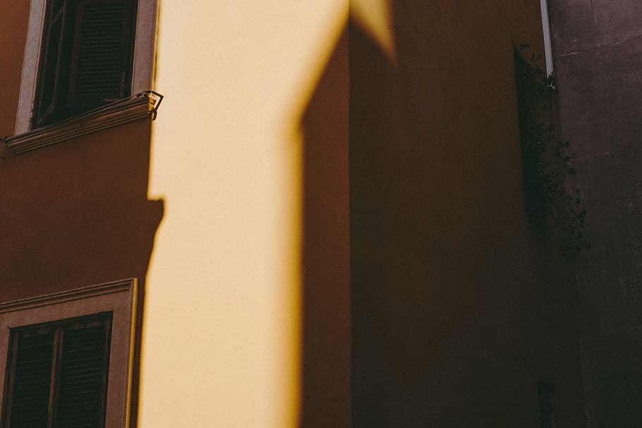 Shadow on yellow wall, abstract, architecture and Cityscape, window HD wallpaper