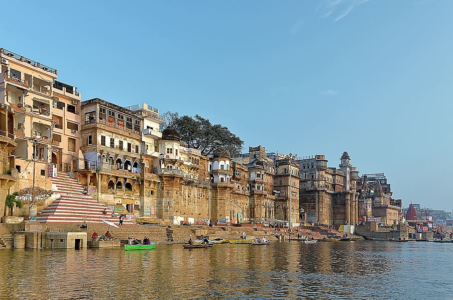 india, varanasi, ghat, architecture, waters, travel, city, old, HD wallpaper