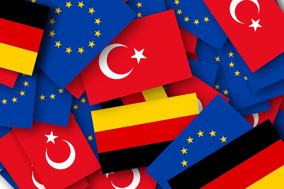 europe, turkey, germany, flags, accession, discussion, conflict HD wallpaper