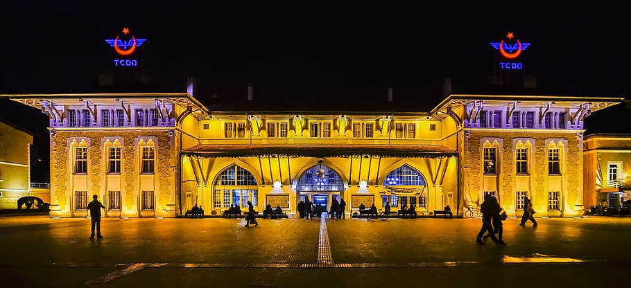 adana, train, gari, illuminated, night, architecture, built structure HD wallpaper