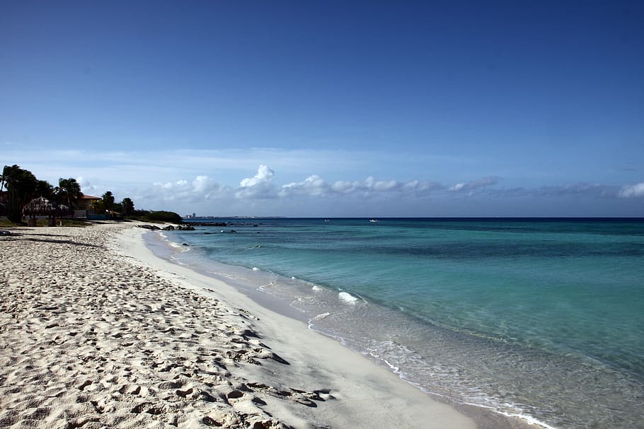 time lapse photography of shoreline, Aruba, Sand Beach, Sea, Holiday, HD wallpaper
