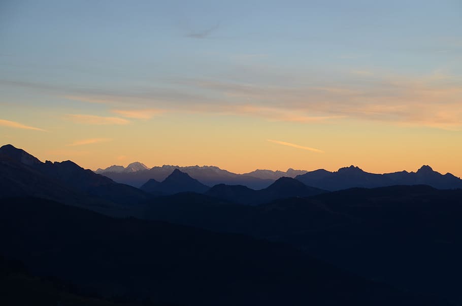 sunset, aravis, nature, mountain, sky, mountain range, beauty in nature HD wallpaper
