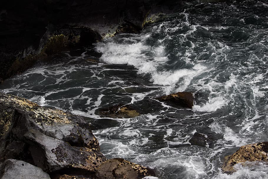 Water, Flows, Current, Liquid, Bubble, flowing, rocks, nature HD wallpaper