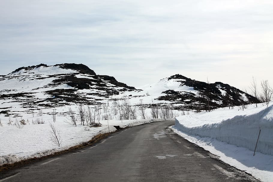 road, snow, mountains, outdoor, landscape, winter, travel, cold temperature HD wallpaper