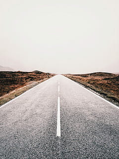 asphalt road during daytime, brown, fields, grass, gray, roads HD wallpaper