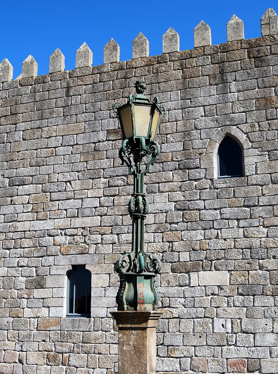 lamppost, wall, torre, walls, middle ages, bricks, architecture HD wallpaper