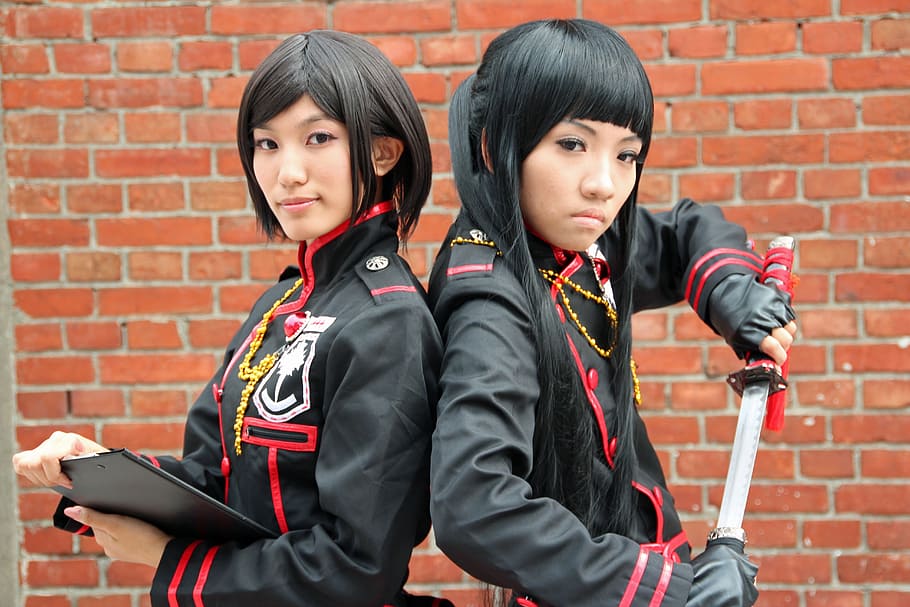 manga, comicon, pose, femininity, fair, wall, looking at camera HD wallpaper