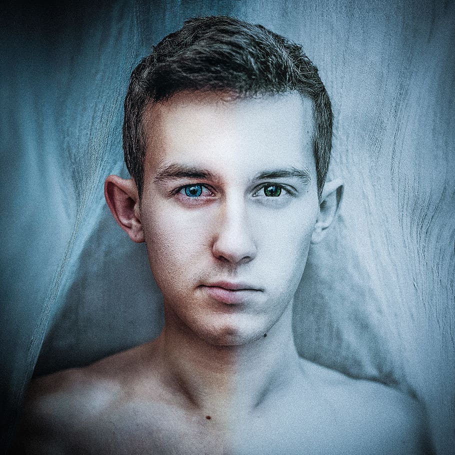 portrait sketch of man, guy, shadow, black, white, closeup HD wallpaper
