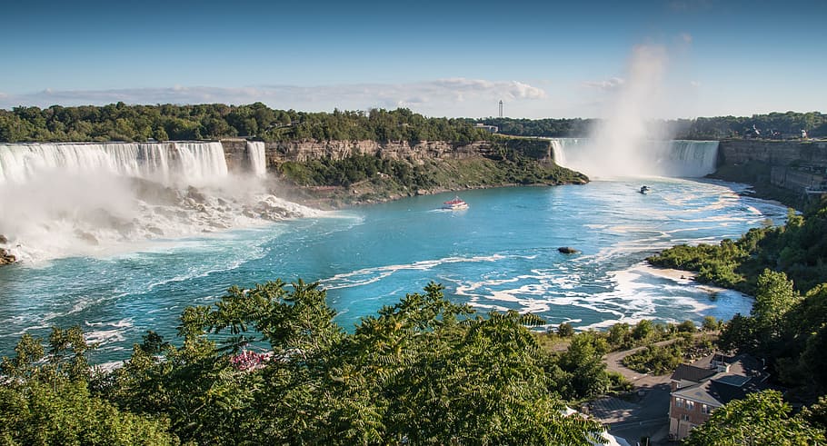 body of water under clear blue sky, Niagara Falls, Waterfall, HD wallpaper