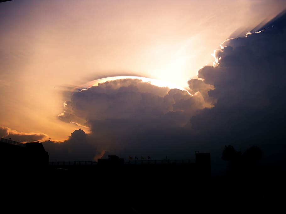 silhouette photography of clouds, cloudy sky during sunset, sunrise HD wallpaper