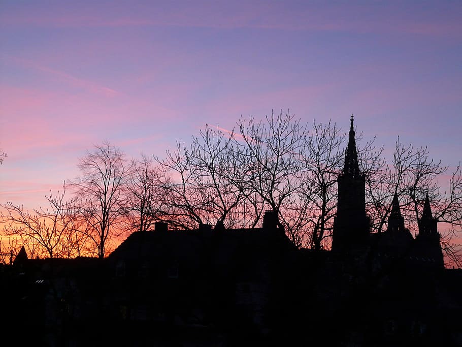 Sunset, Clouds, Sky, afterglow, love, romance, city, münster HD wallpaper