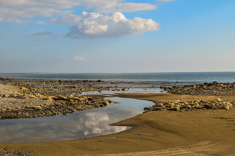 Beach, Sea, Landscape, Reflections, horizon, scenery, isolated HD wallpaper