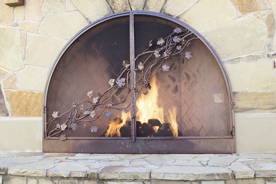 fire place, hearth, burning, fire - natural phenomenon, fireplace HD wallpaper