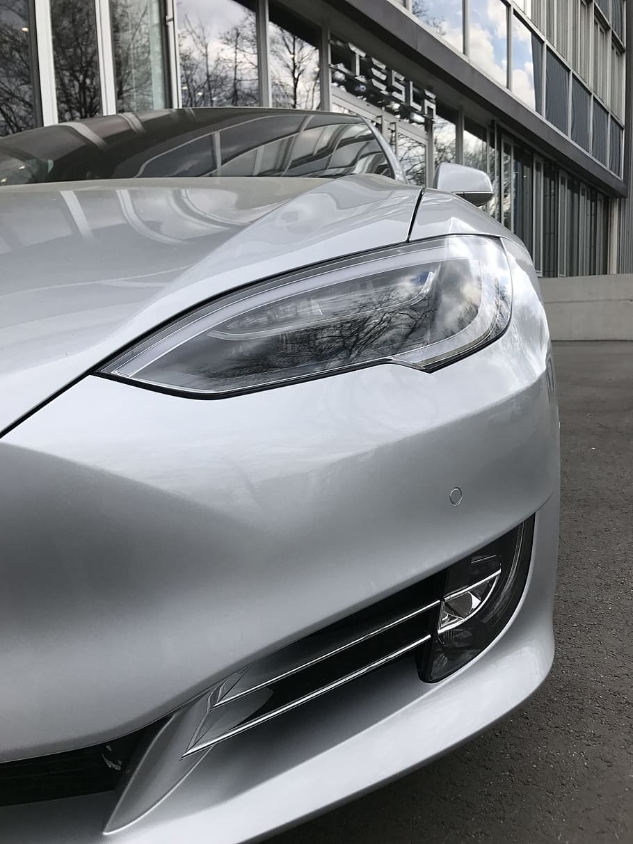 auto, vehicle, transport system, shiny, chrome, tesla, silver HD wallpaper