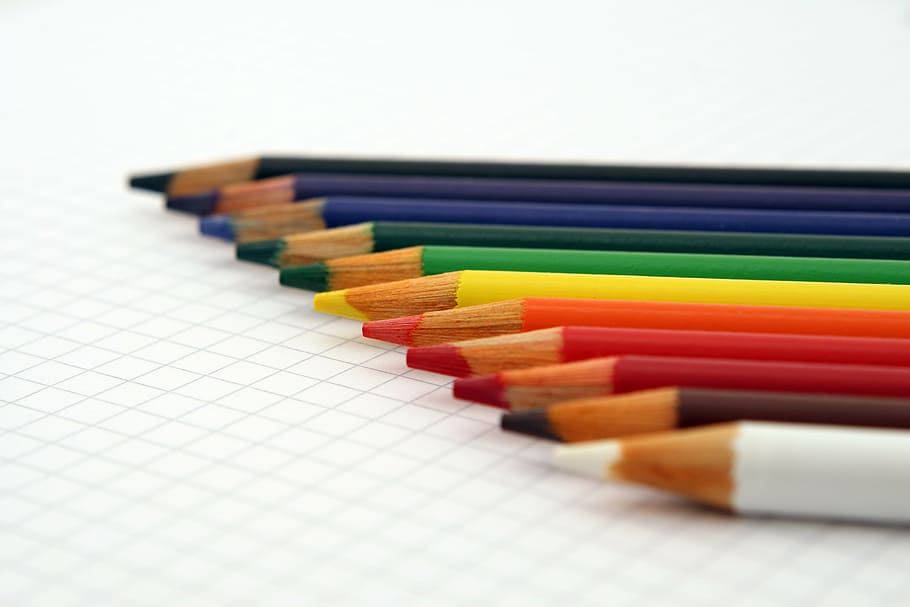 shallow focus photography of colored pencil set, art, artistic