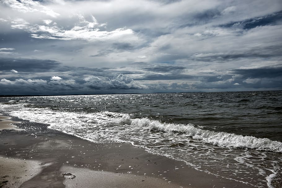 body of water photography, Sea, Beach, Baltic Sea, Expression HD wallpaper