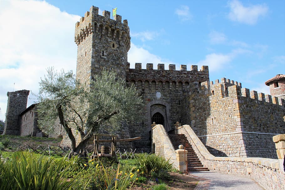 gray castle, Napa Valley, Architecture, history, ancient, old ruin HD wallpaper