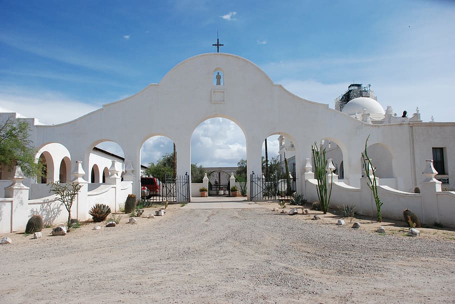 mission, gate, architecture, spanish, church, historic, religion HD wallpaper