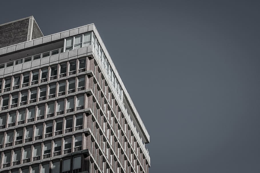 low-angle photography of gray building, architecture, infrastructure HD wallpaper
