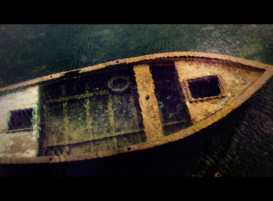 Boat, Ocean, Underwater, Spain, no people, close-up, rusty HD wallpaper