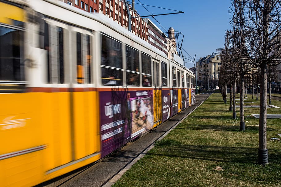 Yellow Tram, transport, transportation, cable Car, railroad Track HD wallpaper