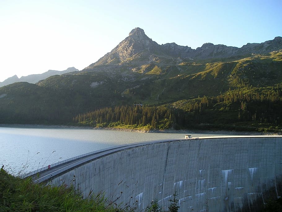reservoir, dam, mountain, beauty in nature, scenics - nature HD wallpaper