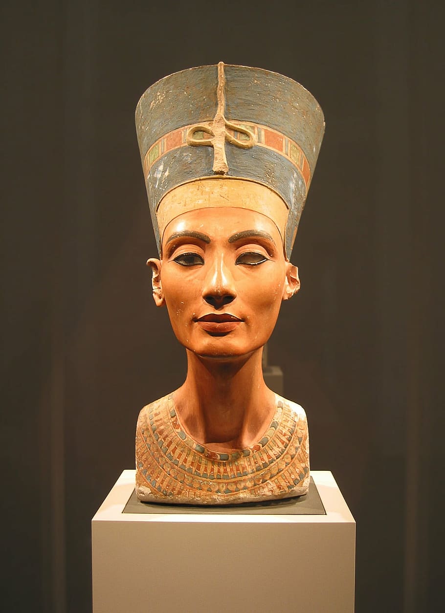 Nefertiti head bust, sculpture, berlin, puree, artwork, stone figure, HD wallpaper