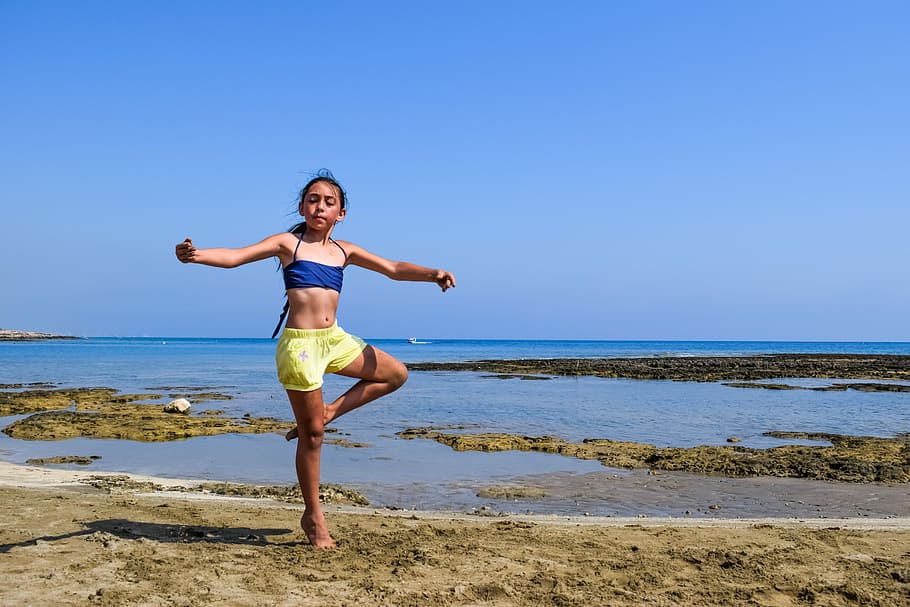 Girl, Dancing, Beach, Dance, young, female, elegance, expression HD wallpaper