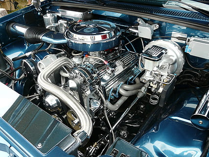 chrome and gray vehicle engine, motor, auto, engine compartment HD wallpaper