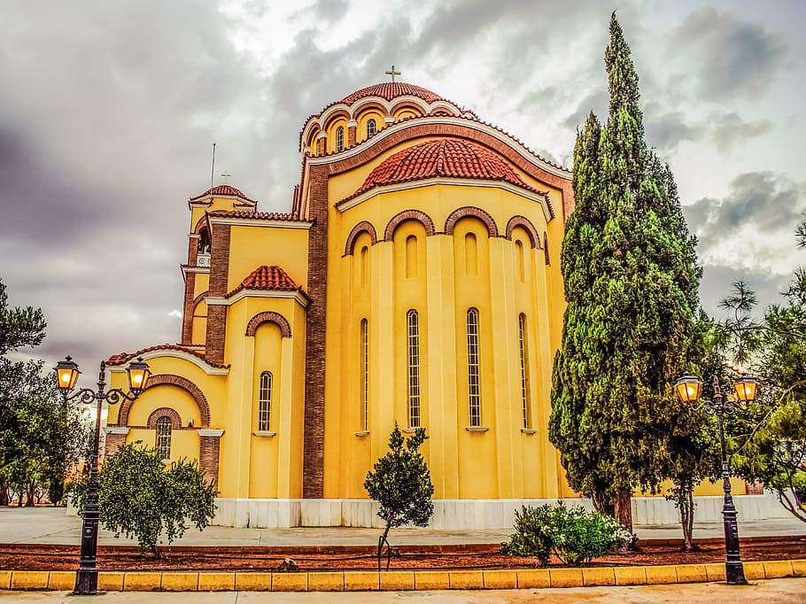 cyprus, paralimni, church, architecture, religion, orthodox, HD wallpaper
