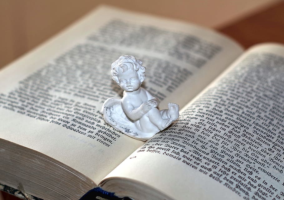 angel, love, reading, book, old text, neo-gothic, german, the figurine HD wallpaper