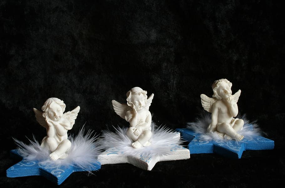 Angel, Deco, Spring, Heavenly, star, decorative items, blue HD wallpaper