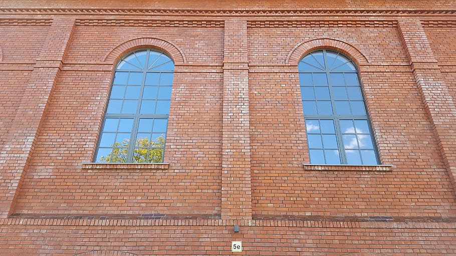 building, brick construction, red brown, shell, window, built structure HD wallpaper