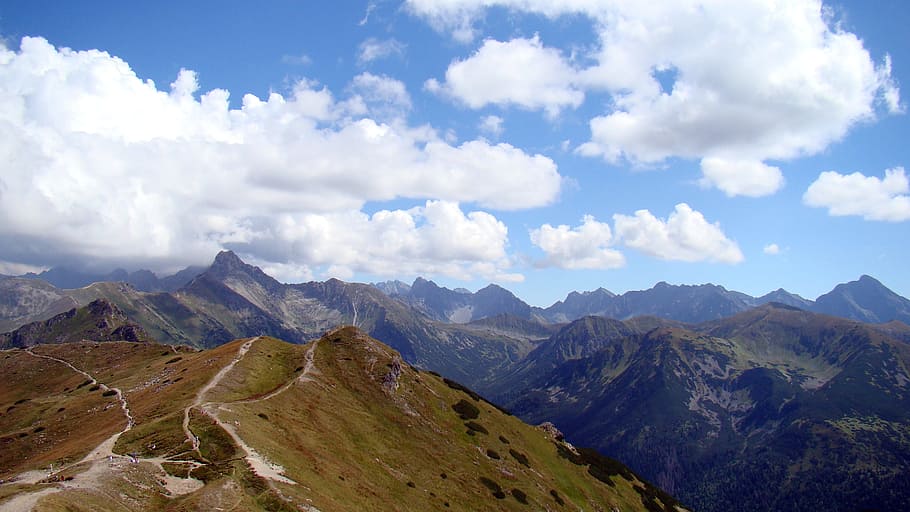 mountains, clouds, view, landscape, top view, tatry, tourism HD wallpaper