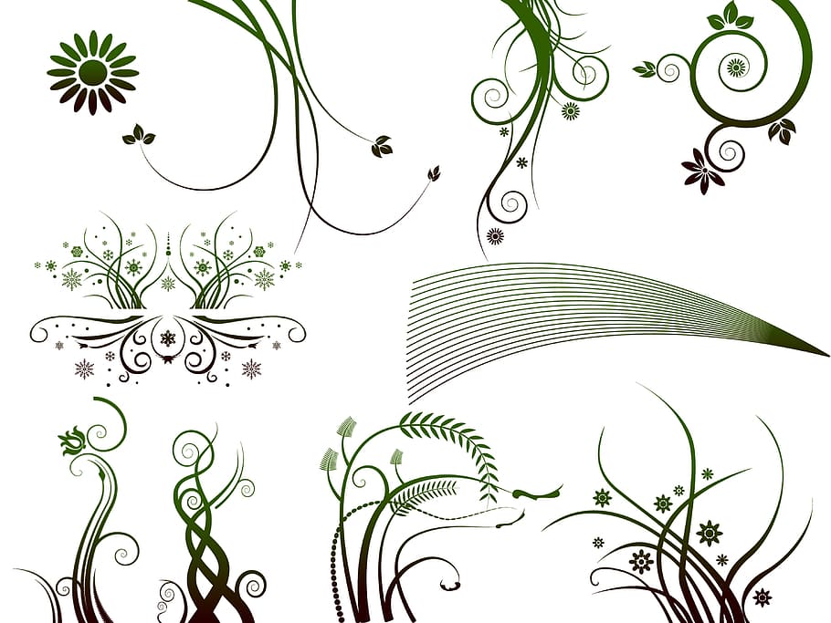green and white floral illustration, art, design, decorative HD wallpaper
