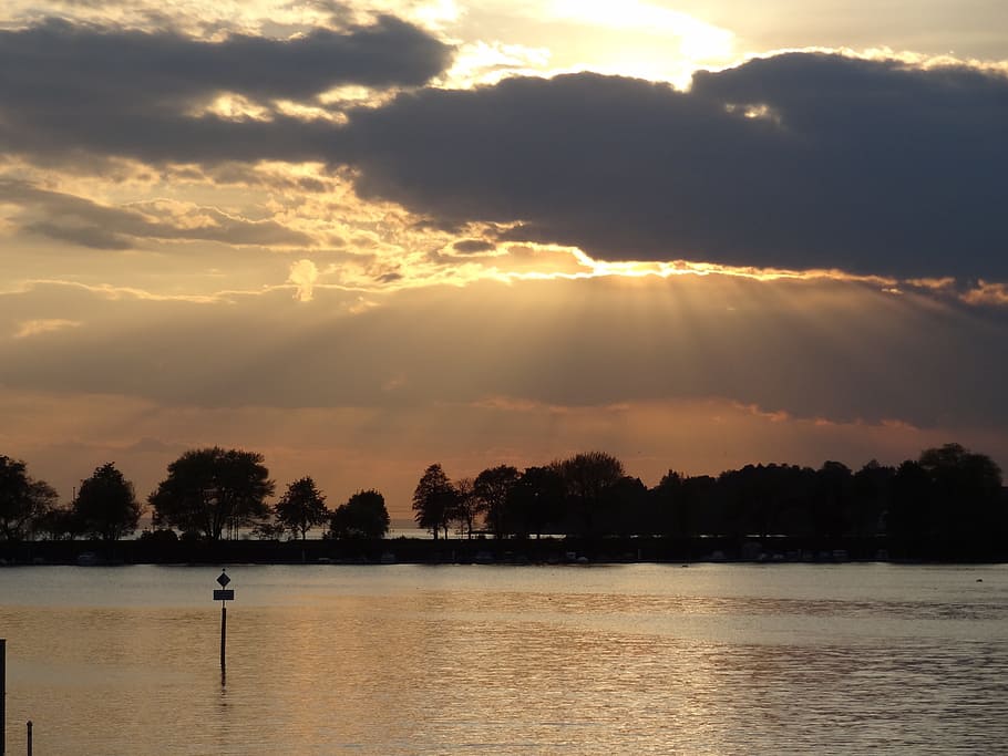 waters, sunset, dawn, nature, sky, dusk, landscape, cloud, lake HD wallpaper